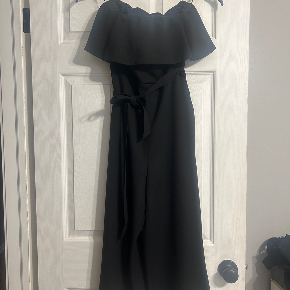 Elegant Black Off-Shoulder wide leg one piece pant suit